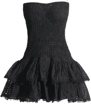 Mini A Line Dresses Strapless Sleeveless High Waist Spliced Ruffles Hem Elegant Slim Dress