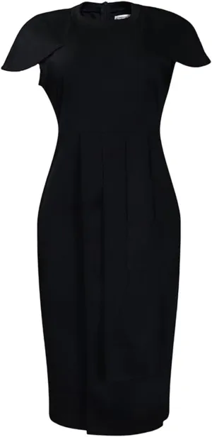 NATHGAM Plus Size Pencil Midi Dress Women Sexy Wrap Front Ruched Bodycon Tiered Dresses Office Business Cocktail Party Dress