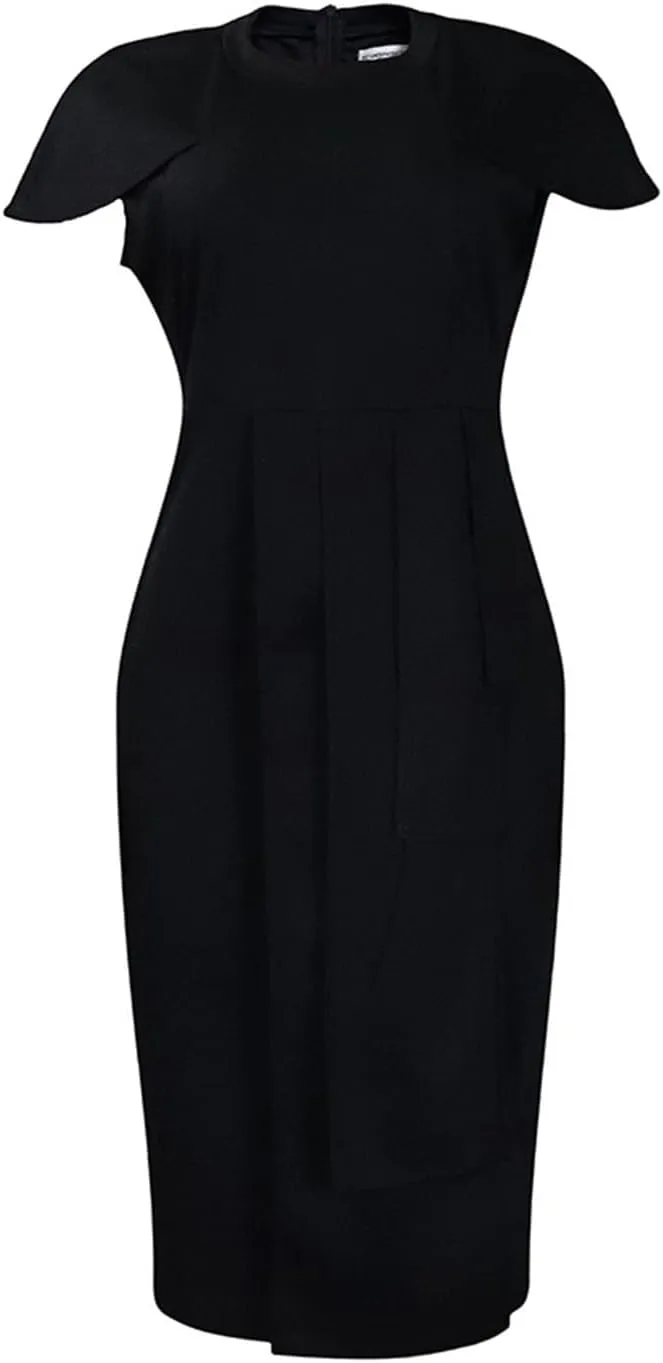 NATHGAM Plus Size Pencil Midi Dress Women Sexy Wrap Front Ruched Bodycon Tiered Dresses Office Business Cocktail Party Dress