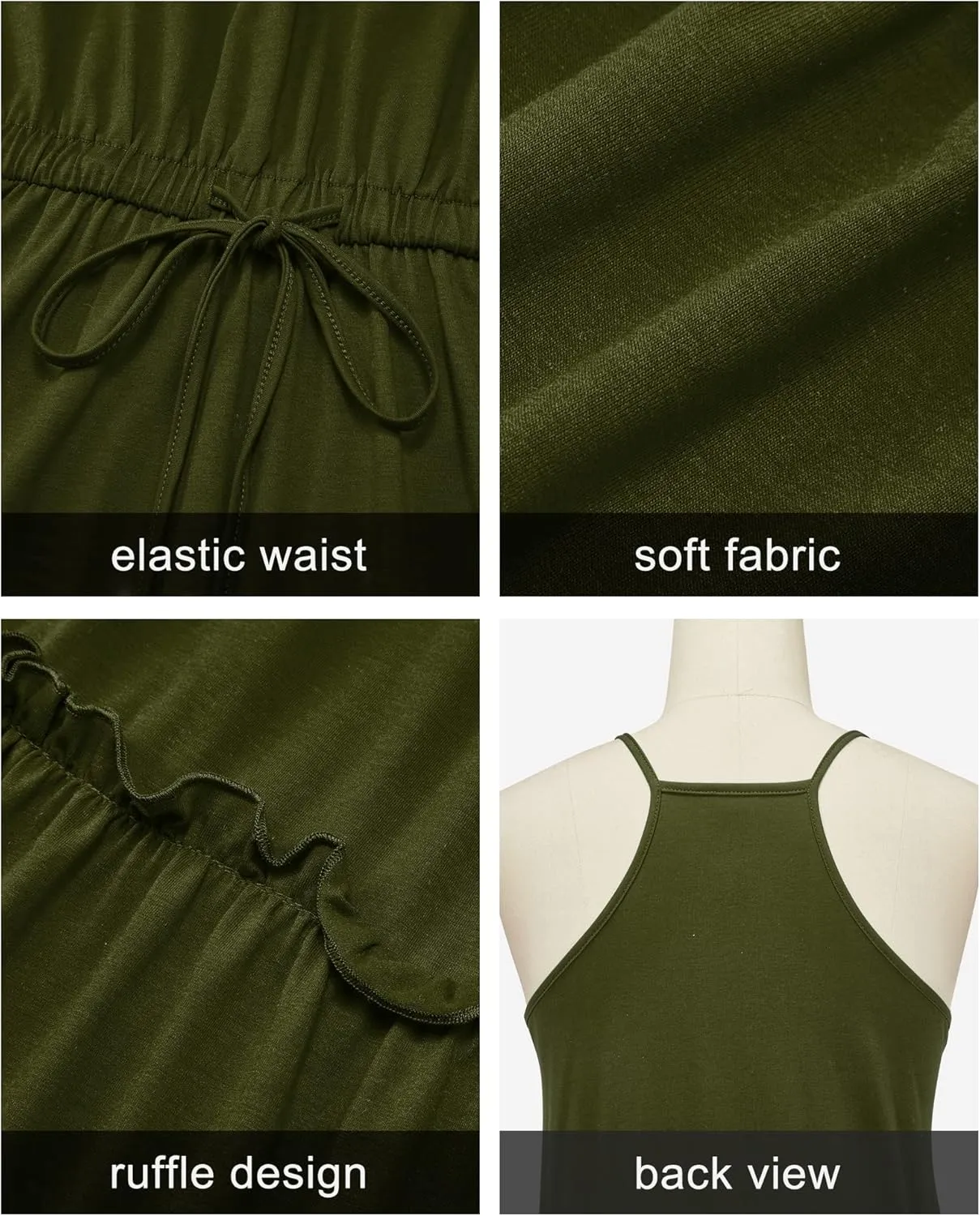 Newshows Women's 2025 Summer Dress Spaghetti Strap Casual Boho Beach Vacation Outfits Drawstring Ruffle Hem Sundress Trendy