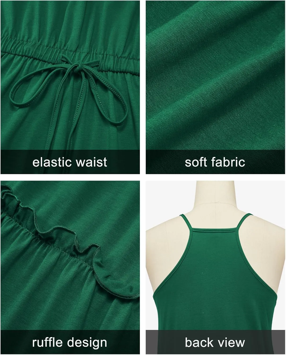 Newshows Women's 2025 Summer Dress Spaghetti Strap Casual Boho Beach Vacation Outfits Drawstring Ruffle Hem Sundress Trendy
