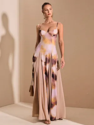 Ombre Purple Print Patchwork Dress