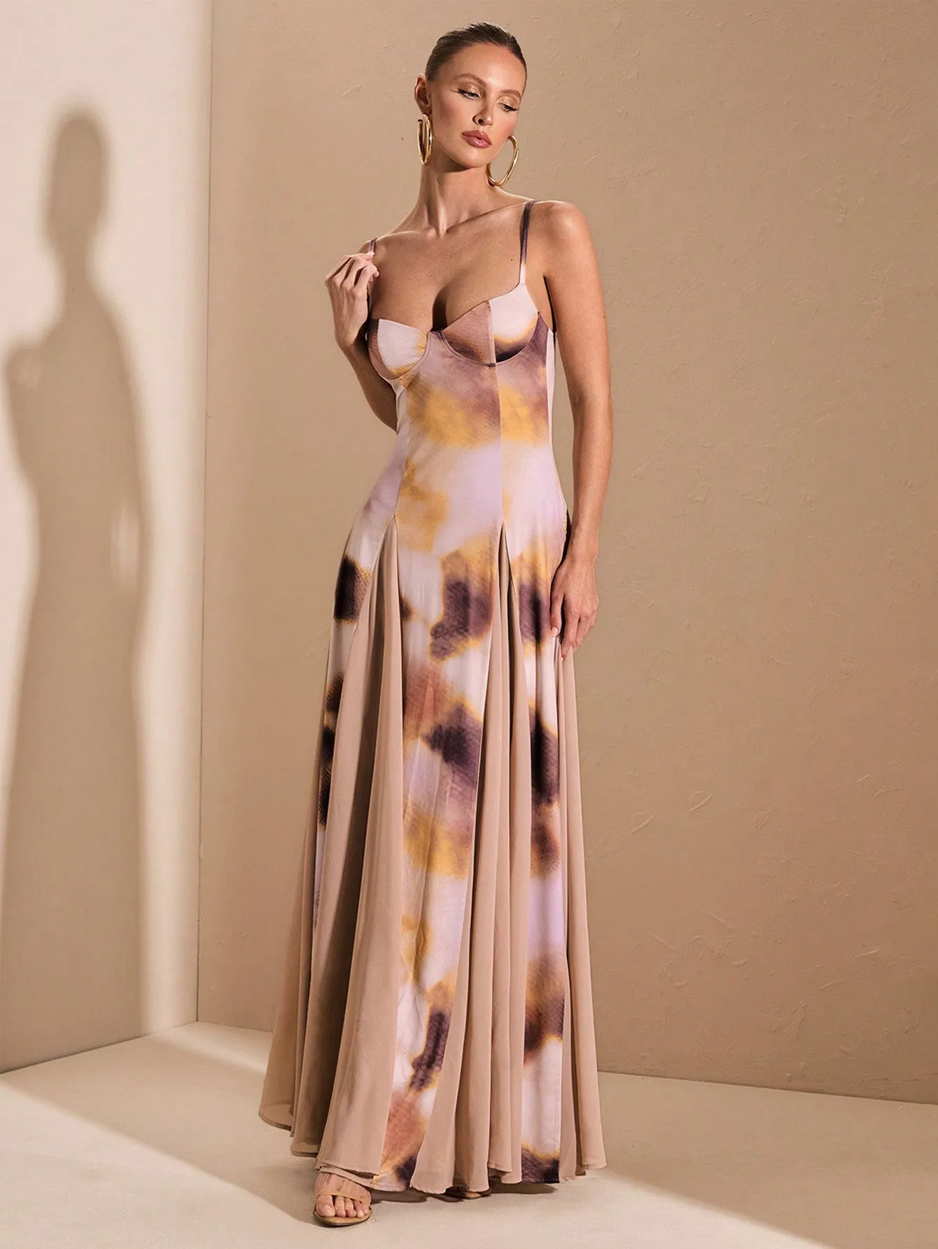 Ombre Purple Print Patchwork Dress