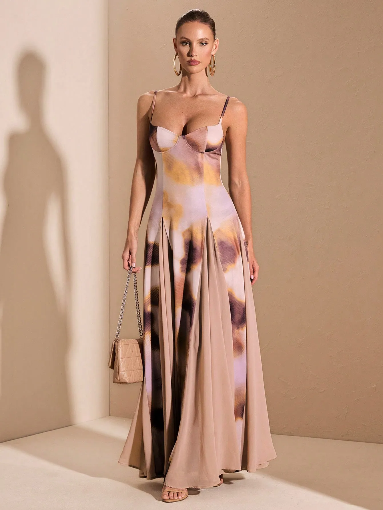 Ombre Purple Print Patchwork Dress