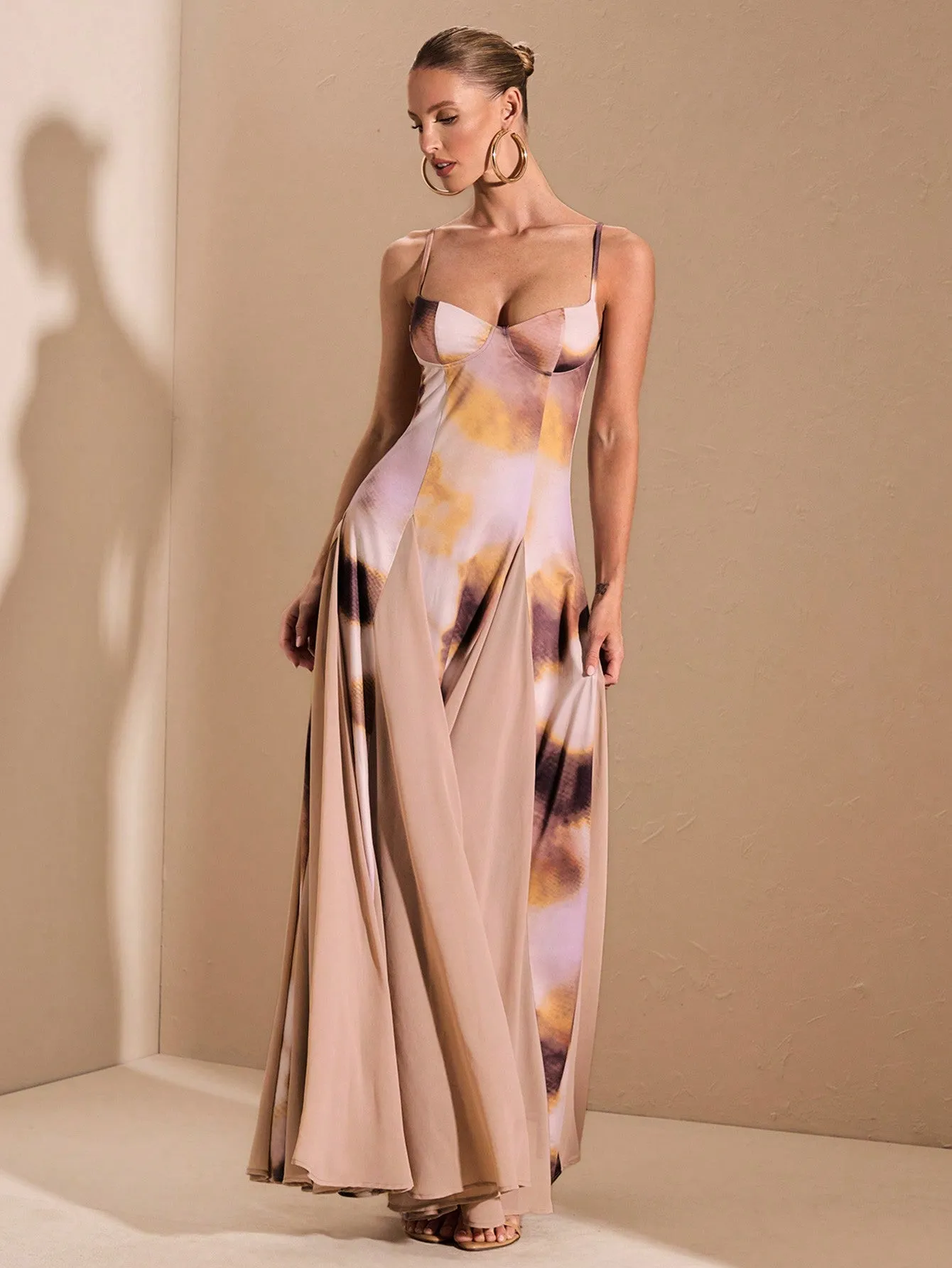 Ombre Purple Print Patchwork Dress