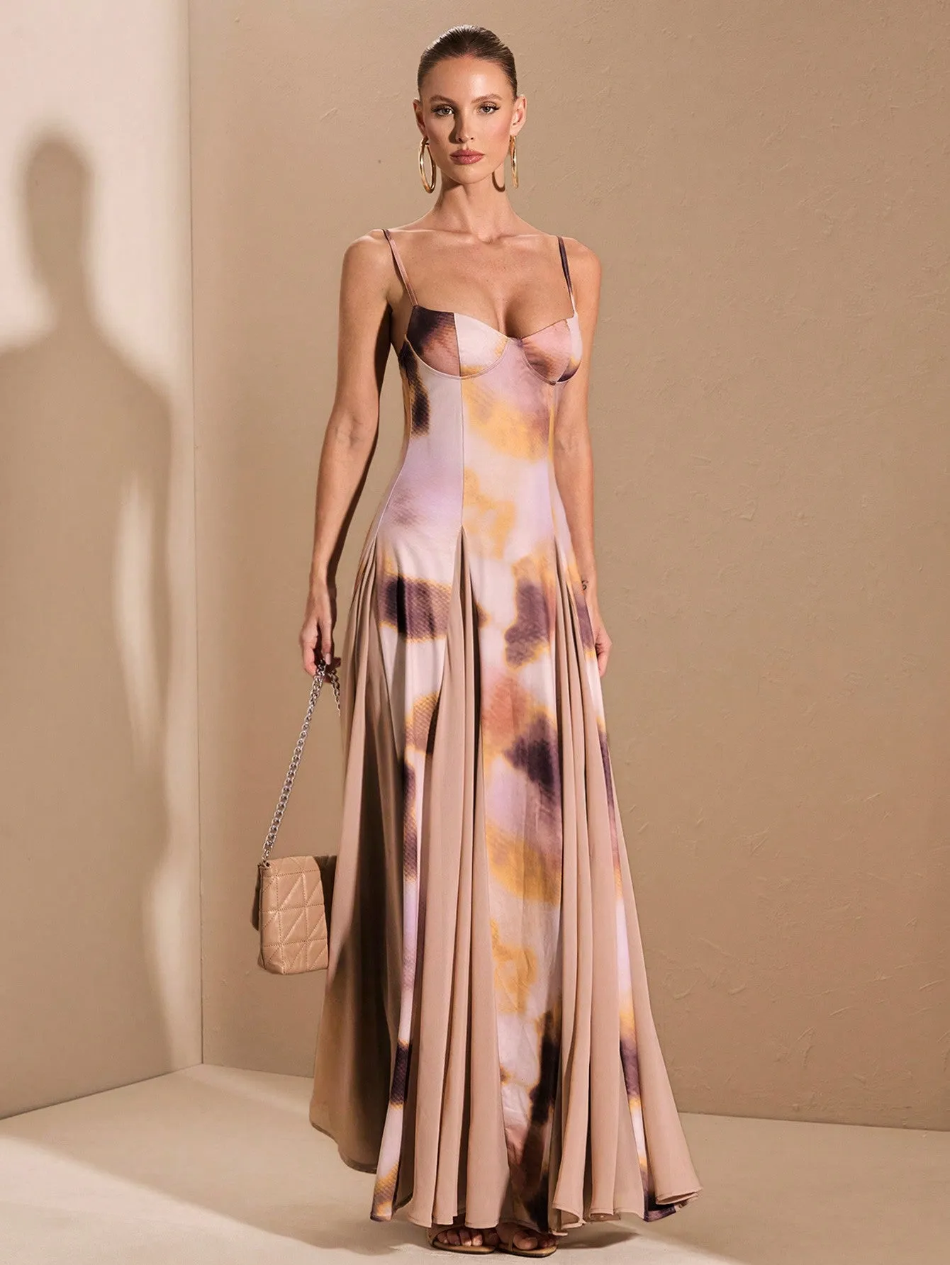 Ombre Purple Print Patchwork Dress
