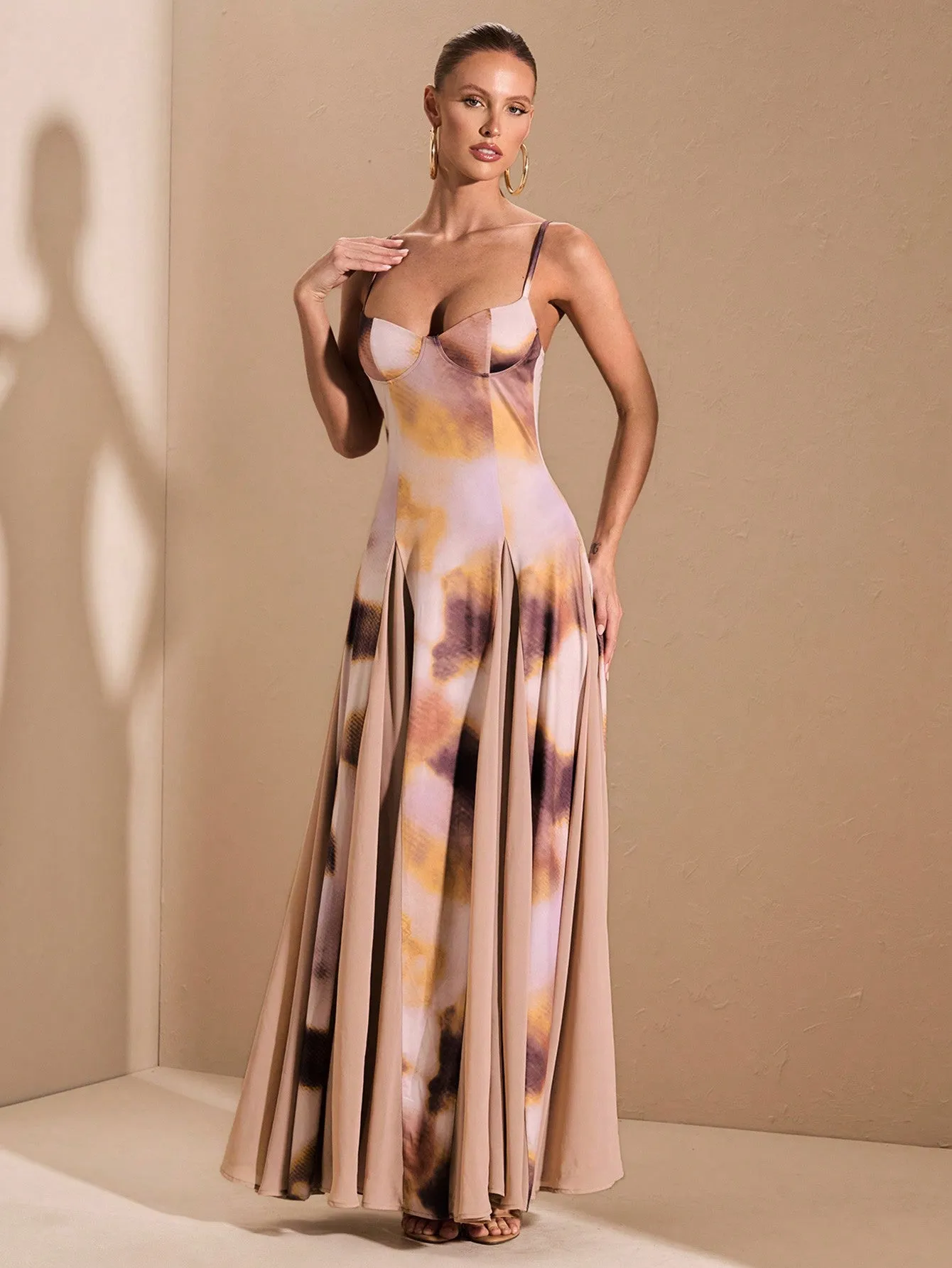 Ombre Purple Print Patchwork Dress