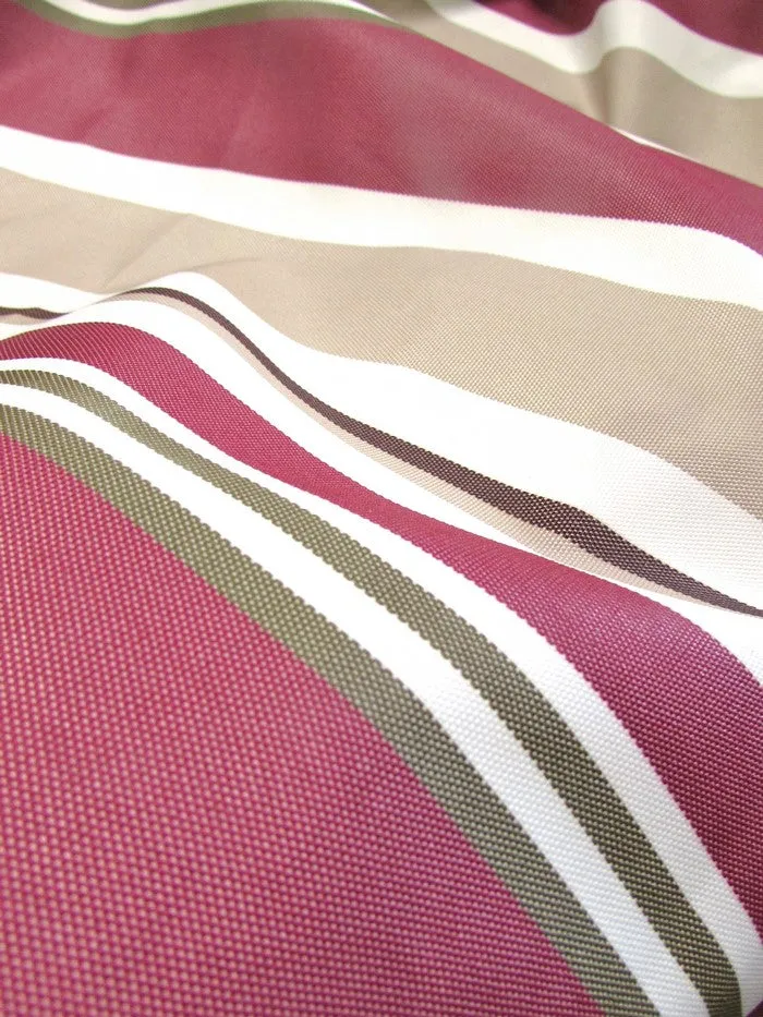 Oxford Stripe Outdoor Canvas Waterproof Fabric / Burgundy / Sold By The Yard