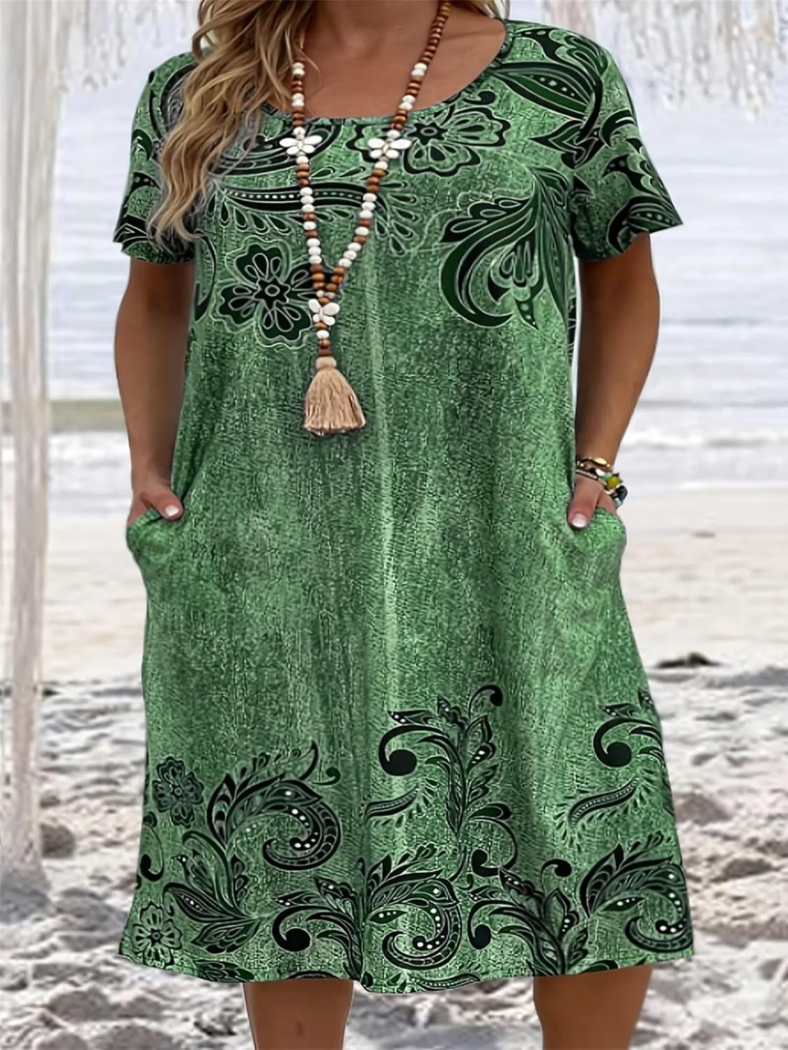 Plus Size Summer for Women Casual Short Sleeve Midi Dress Square Neck Loose Flowy Boho Floral Smocked Dresses