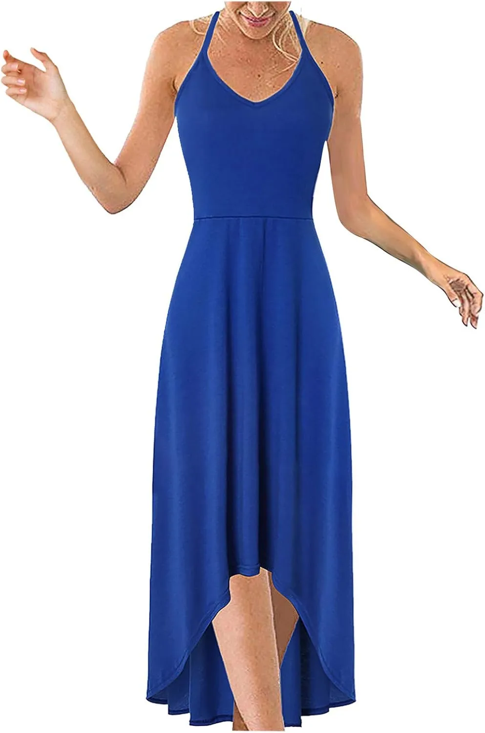 SERYU Women's Summer Sundresses V Neck Casual Sleeveless Asymmetrical Patchwork Floral Maxi Dresses