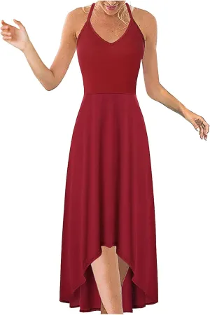 SERYU Women's Summer Sundresses V Neck Casual Sleeveless Asymmetrical Patchwork Floral Maxi Dresses