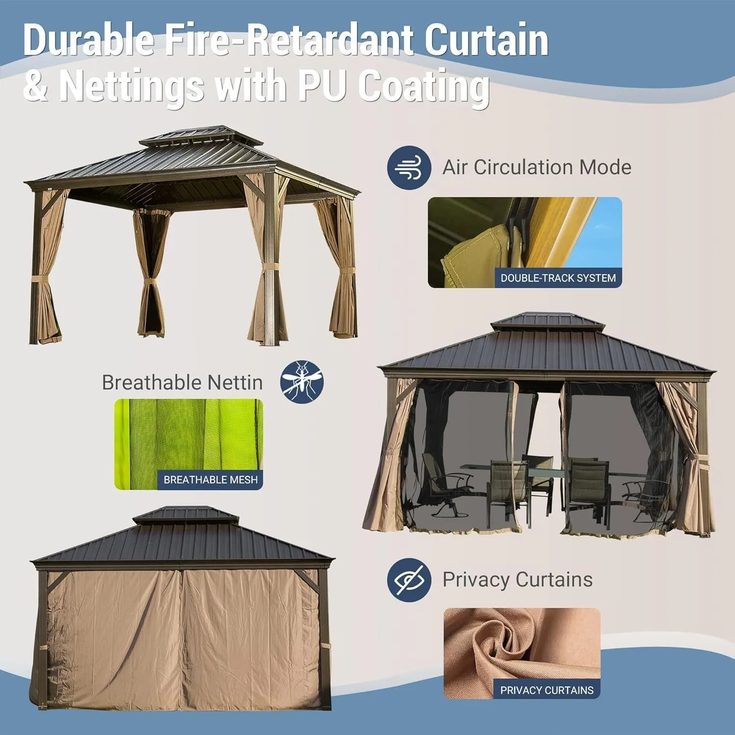 Shana 10 X 12 ft Hardtop Gazebo Outdoor Aluminum  - Brown