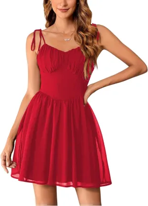 SOLY HUX Women's Corset Dress Cami Dresses Spaghetti Strap Flared Prom Dress Cocktail Party Short Summer Dress