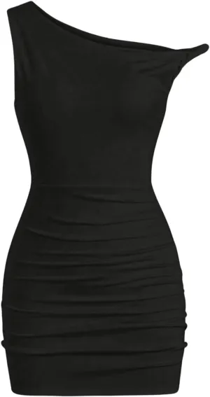 SOLY HUX Women's Summer Mini Dresses Off The Shoulder Ruched Bodycon Graduation Dress Sexy Going Out Party Club Outfits