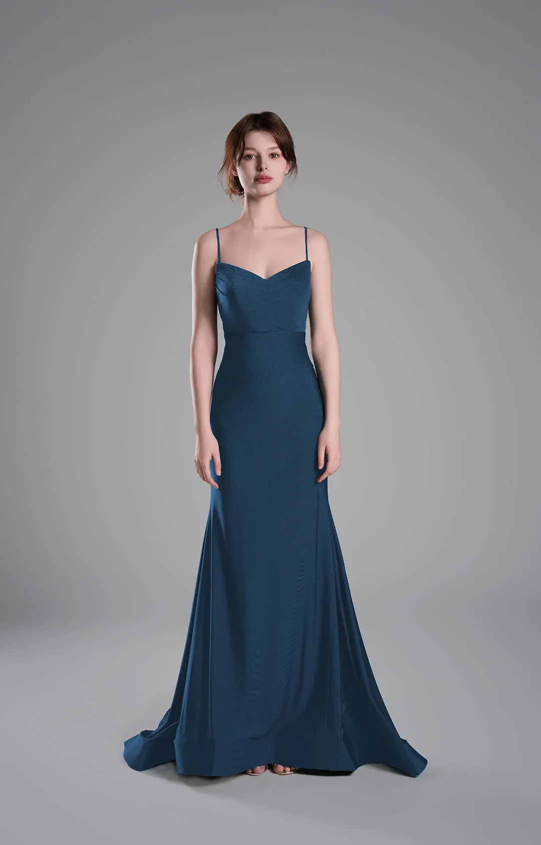 Spaghetti Straps Ruched Bodice Lace-Up Dresses