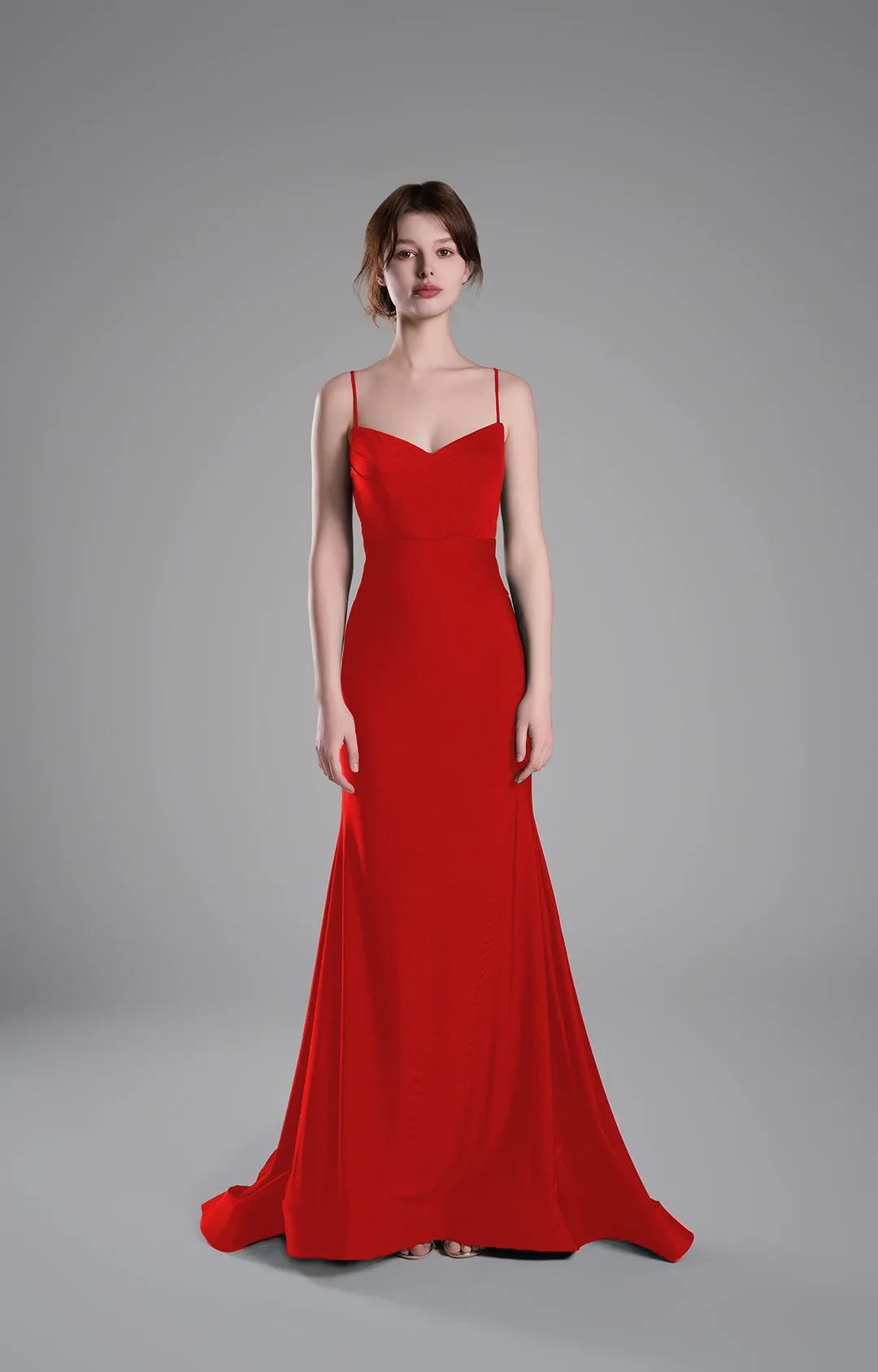 Spaghetti Straps Ruched Bodice Lace-Up Dresses