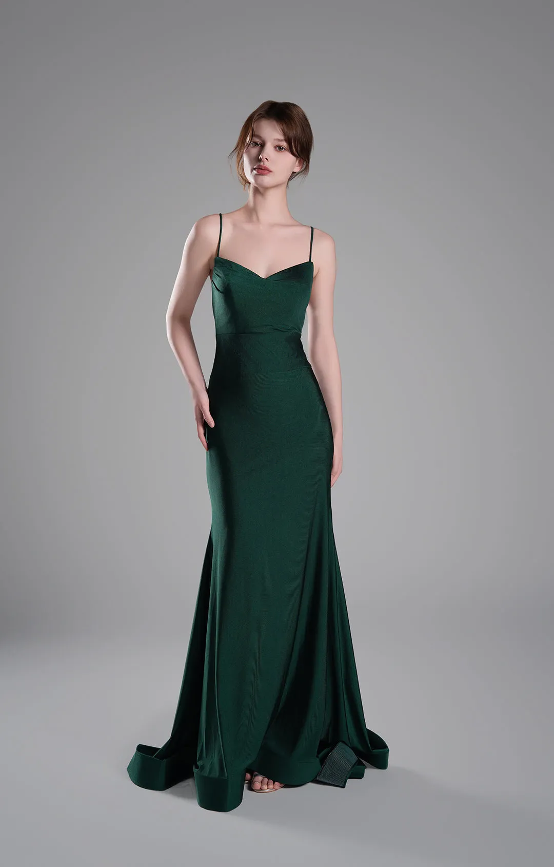 Spaghetti Straps Ruched Bodice Lace-Up Dresses