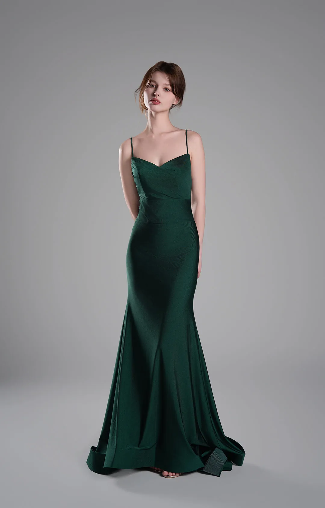 Spaghetti Straps Ruched Bodice Lace-Up Dresses