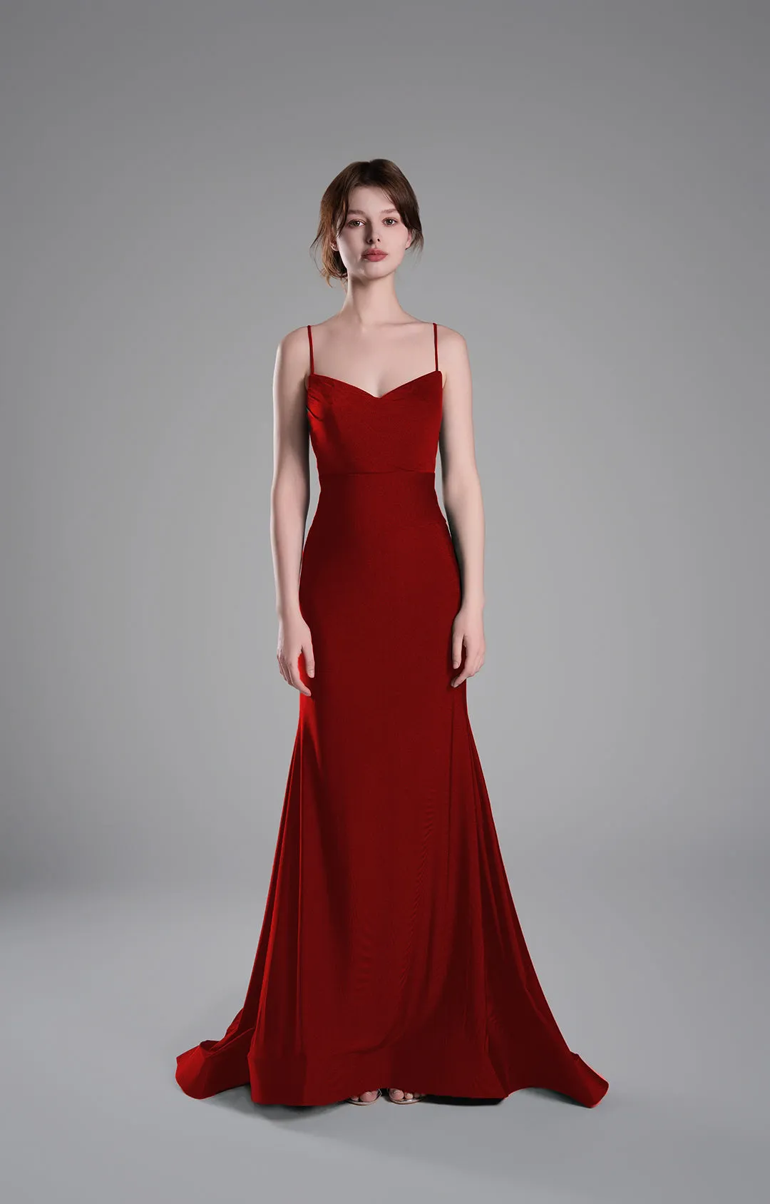 Spaghetti Straps Ruched Bodice Lace-Up Dresses