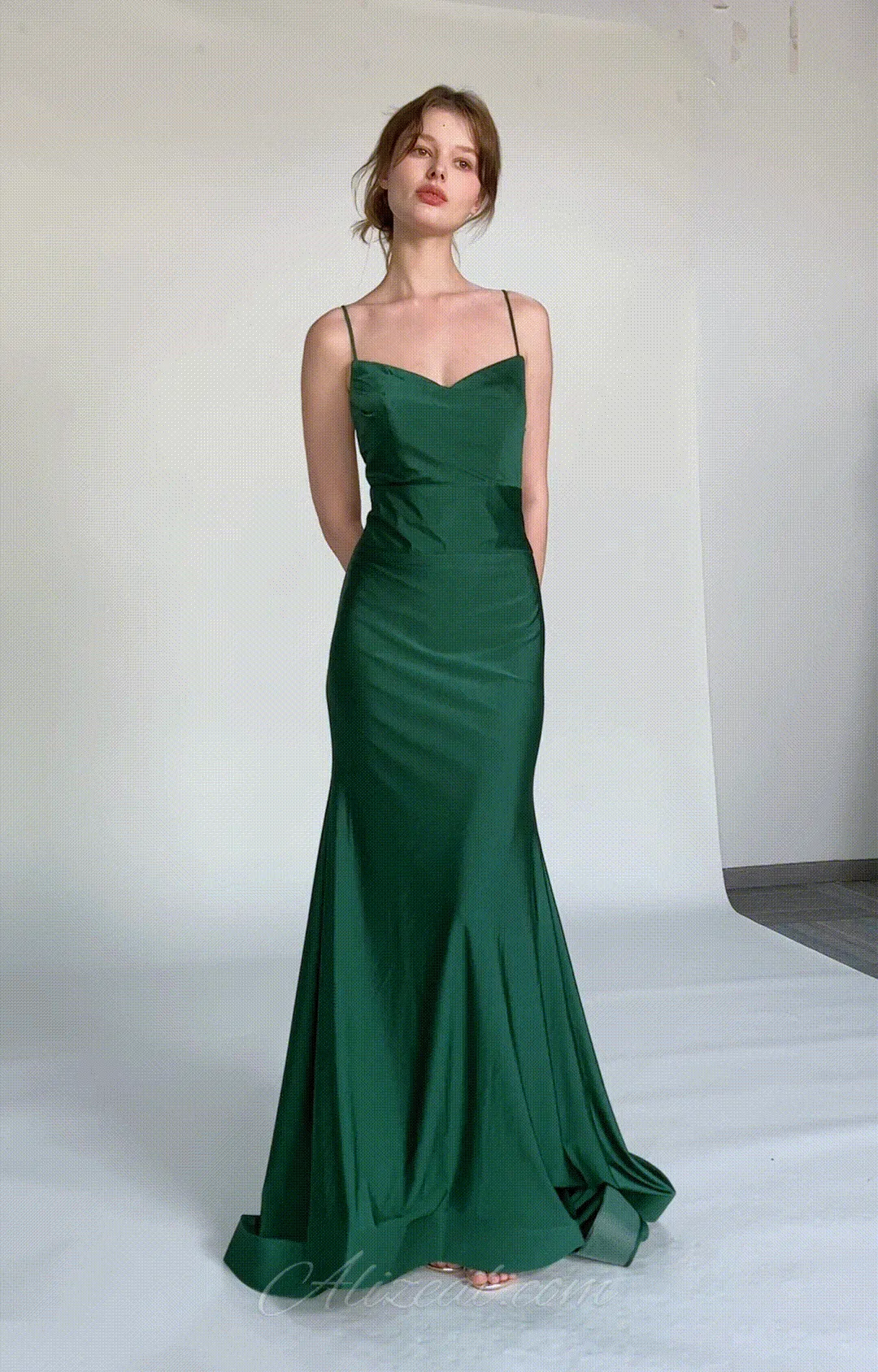 Spaghetti Straps Ruched Bodice Lace-Up Dresses