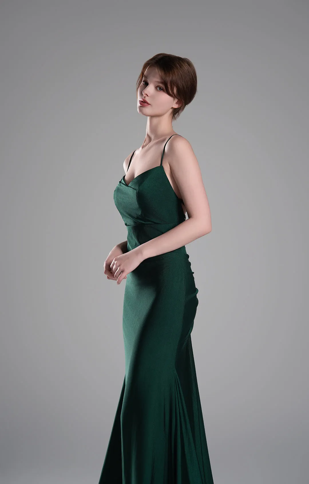 Spaghetti Straps Ruched Bodice Lace-Up Dresses