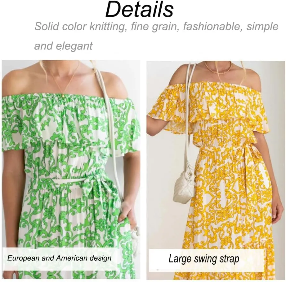 Spevert Women's Dresses for Summer Off Shoulder Boho Floral Ruffle A Line Dresses Beach Long Flowy Dresses with Pocket