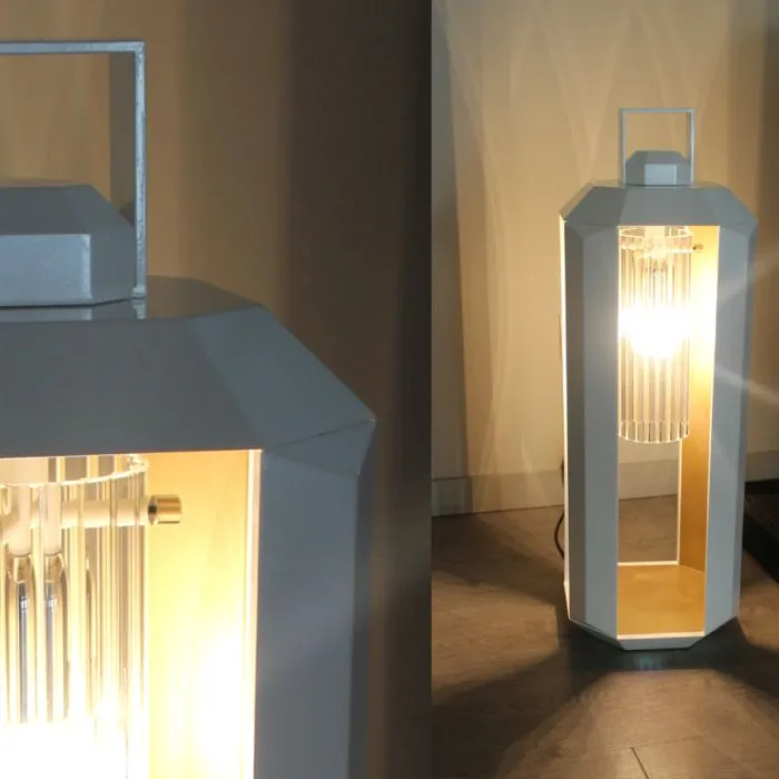 Striking Modern 71 Cm Tall Bronze And Gold Italian Table Lantern