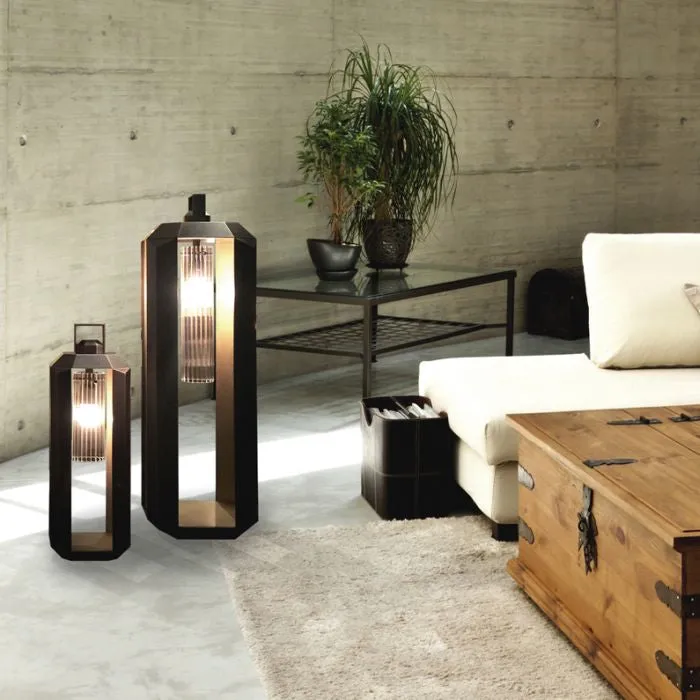 Striking Modern 71 Cm Tall Bronze And Gold Italian Table Lantern