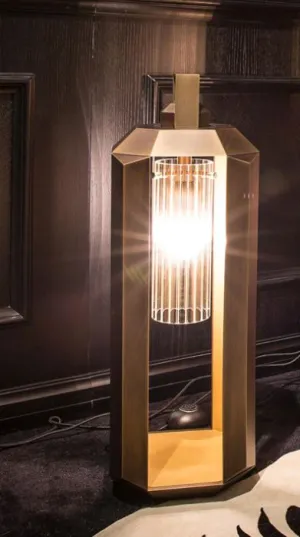 Striking Modern 71 Cm Tall Bronze And Gold Italian Table Lantern
