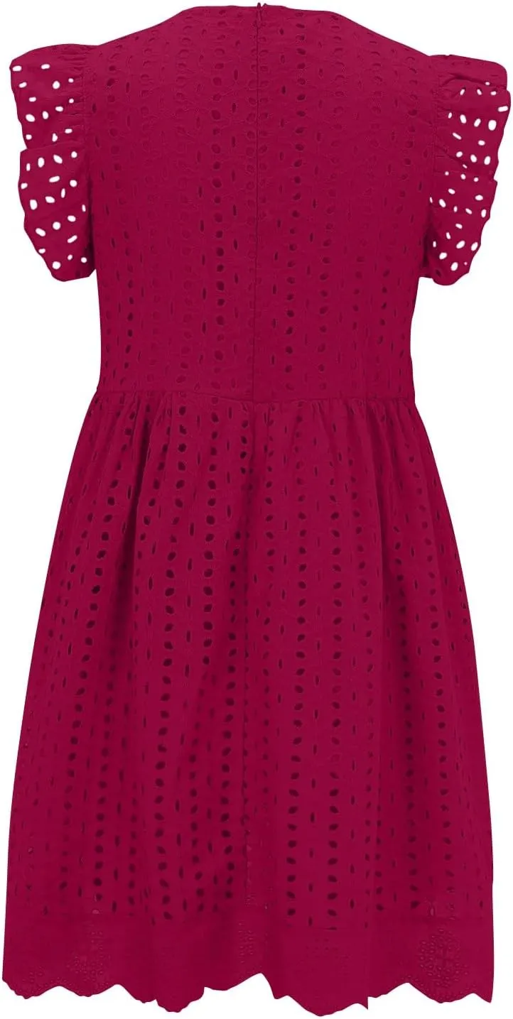 Summer Dresses for Women 2024 Casual Sleeveless V Neck Ruffle Beach Vacation Sundresses Cute Flowy Mini Dress