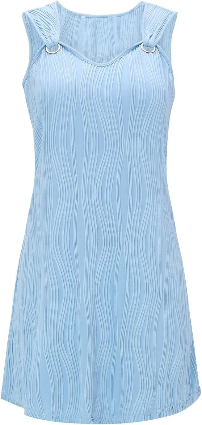 Summer Dresses for Women 2024 Vacation Casual Sleeveless Midi Tshirt Dress Trendy Flowy Loose Boho Beach Sundresses