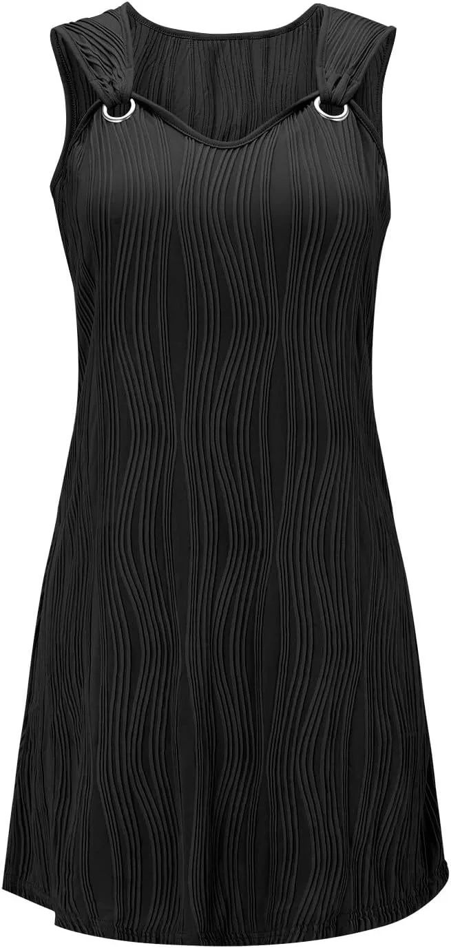 Summer Dresses for Women 2024 Vacation Casual Sleeveless Midi Tshirt Dress Trendy Flowy Loose Boho Beach Sundresses