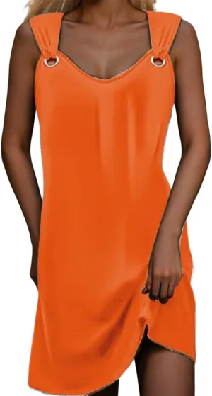 Summer Dresses for Women 2024 Vacation Casual Sleeveless Midi Tshirt Dress Trendy Flowy Loose Boho Beach Sundresses