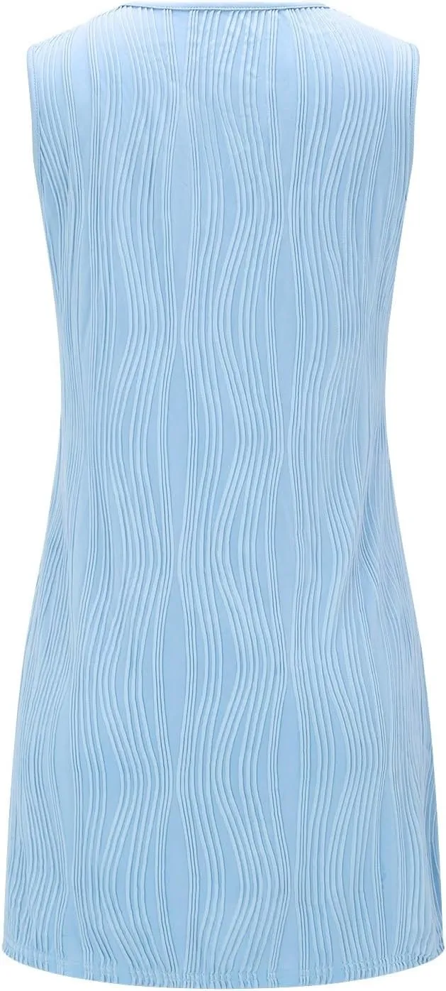 Summer Dresses for Women 2024 Vacation Casual Sleeveless Midi Tshirt Dress Trendy Flowy Loose Boho Beach Sundresses