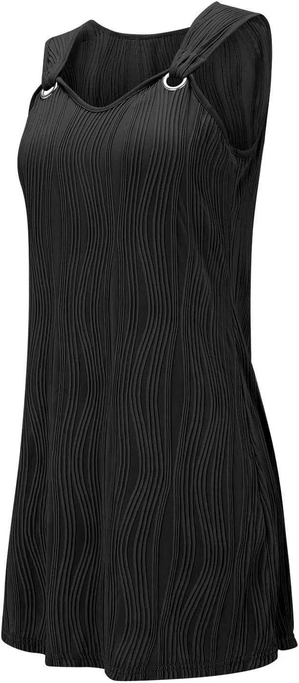 Summer Dresses for Women 2024 Vacation Casual Sleeveless Midi Tshirt Dress Trendy Flowy Loose Boho Beach Sundresses