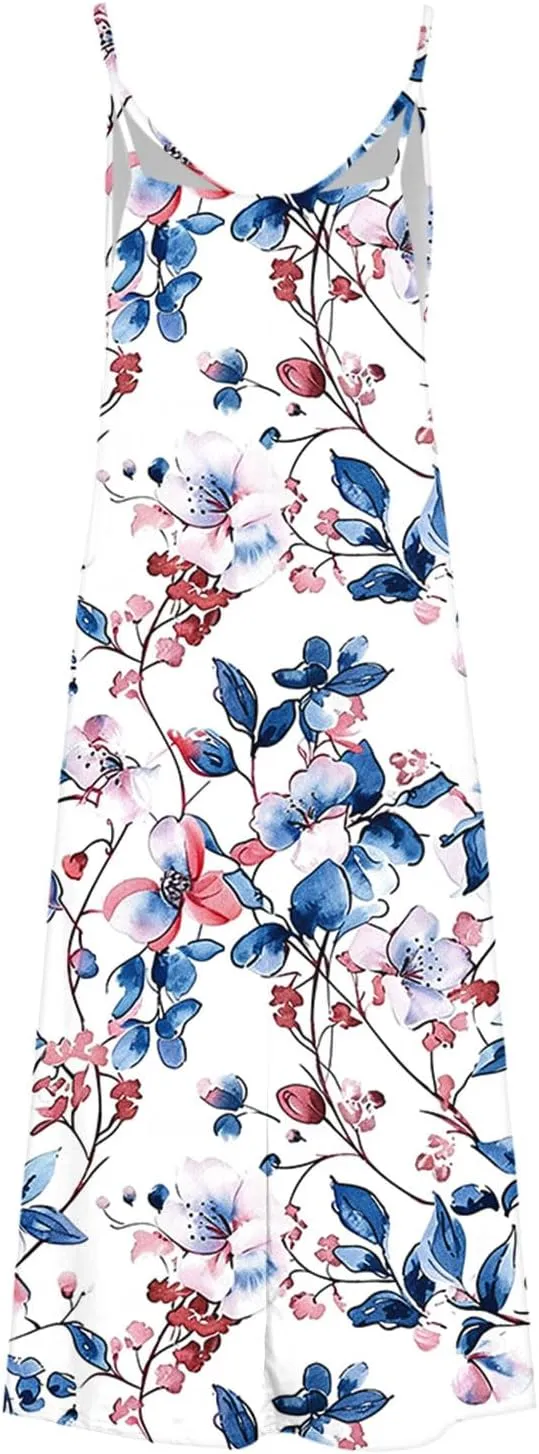 Summer Dresses for Women 2025 Beach Vacation Maxi Dress Spaghetti Strap Floral Print Sundress Casual Travel Clothes