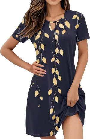Summer Dresses for Women 2025 Crew Neck Short Sleeve Mini Dress for Women Sexy Flowy Skirt Trendy Clothes Sundress