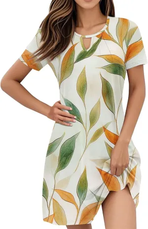 Summer Dresses for Women 2025 Crew Neck Short Sleeve Mini Dress for Women Sexy Flowy Skirt Trendy Clothes Sundress