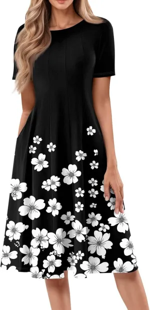 Summer Dresses Women Midi Dresses for Women Fitted Tight Short Sleeve A Line Dresses Women Summer