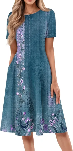 Summer Dresses Women Midi Dresses for Women Fitted Tight Short Sleeve A Line Dresses Women Summer
