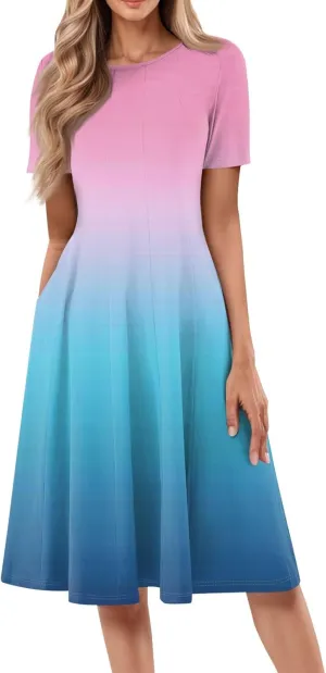 Summer Dresses Women Midi Dresses for Women Fitted Tight Short Sleeve A Line Dresses Women Summer