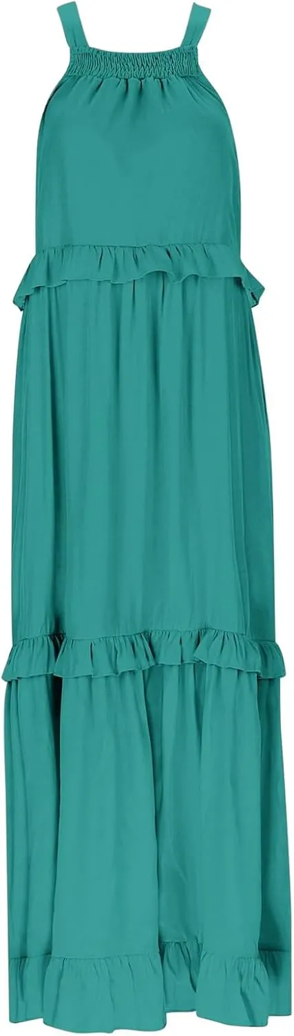 Summer Maxi Dresses for Women 2025 Elegant Flowy Tiered Ruffle Dress Casual Loose Swing Beach Vacation Clothes