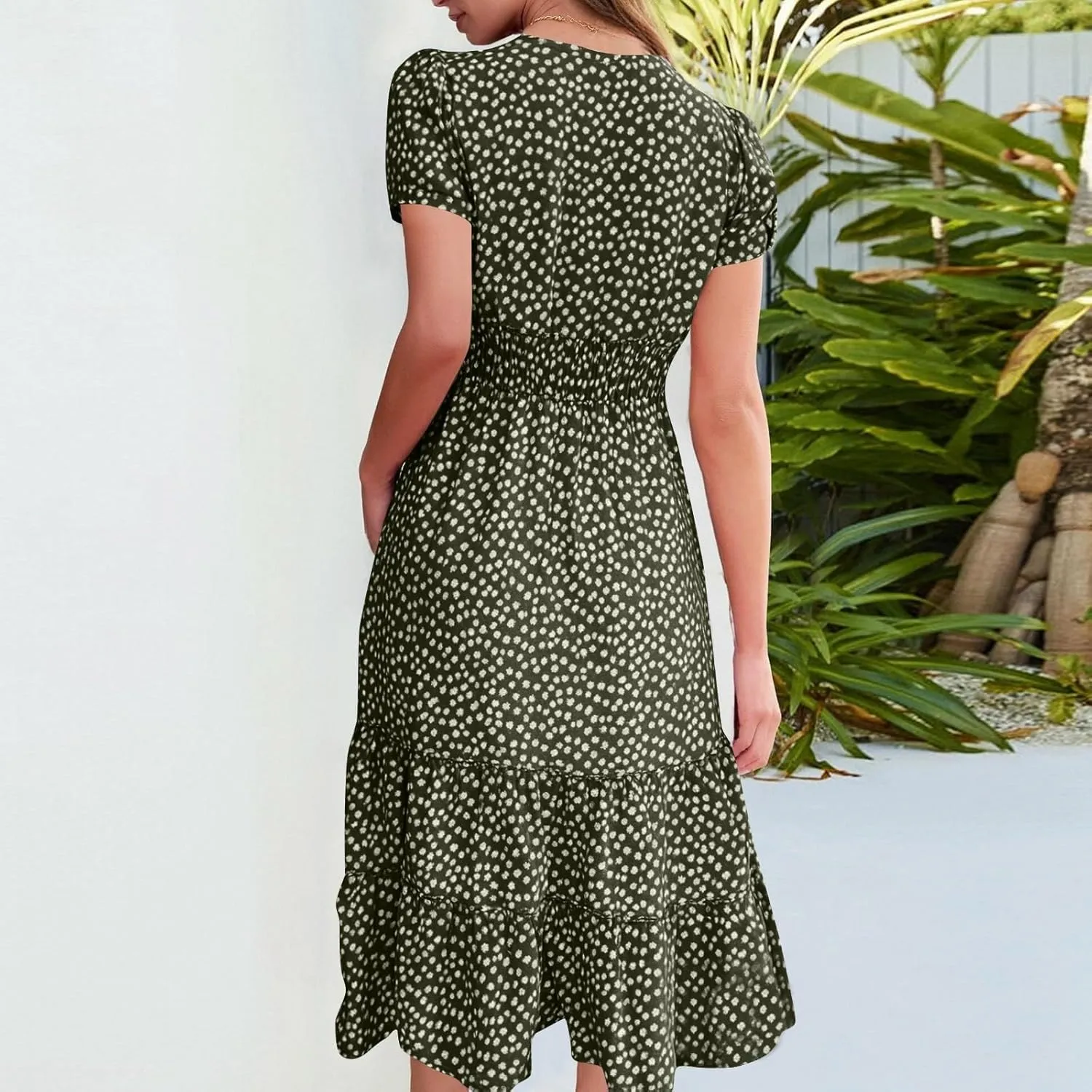 Sundresses for Women 2025 Casual Loose Trendy Short Sleeve Square Neck Floral Print Boho Beach Vacation Dress, S-2XL