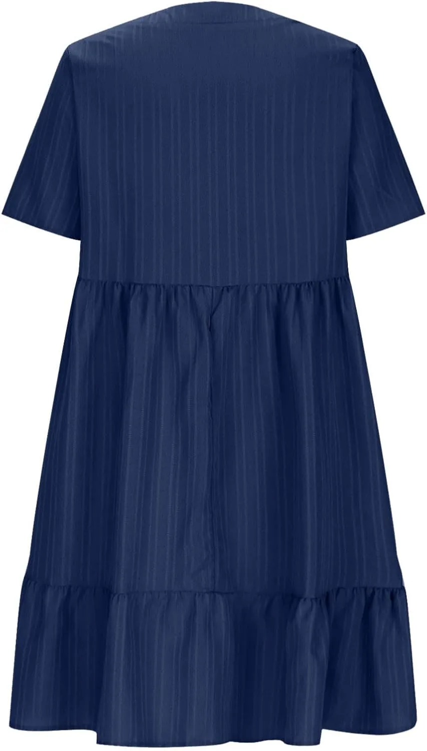 Sundresses for Women 2025 Short Sleeve Elegant Mini Dress Pleated Summer Casual Dresses Flowy V Neck Beach Dress