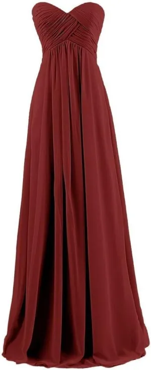 Sweetheart Bridesmaid Chiffon Prom Dresses Long Evening Gowns