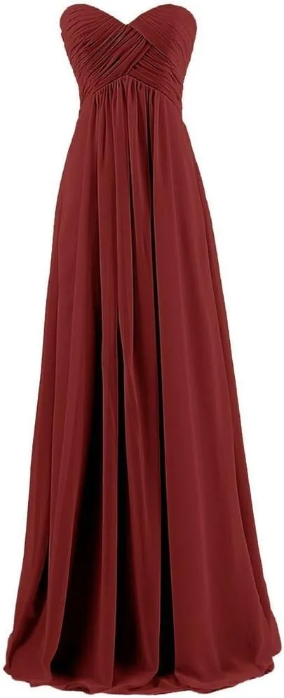 Sweetheart Bridesmaid Chiffon Prom Dresses Long Evening Gowns