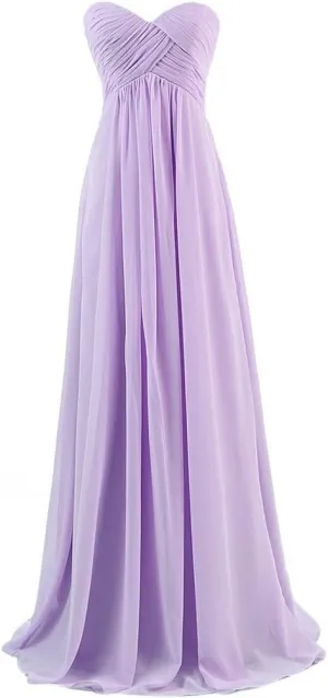 Sweetheart Bridesmaid Chiffon Prom Dresses Long Evening Gowns