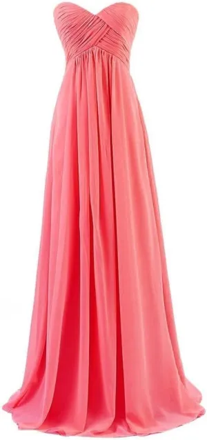 Sweetheart Bridesmaid Chiffon Prom Dresses Long Evening Gowns