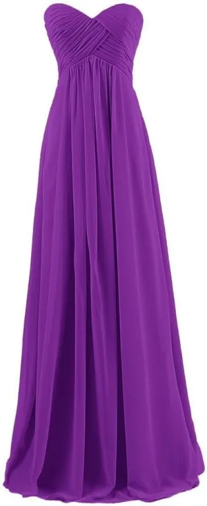 Sweetheart Bridesmaid Chiffon Prom Dresses Long Evening Gowns