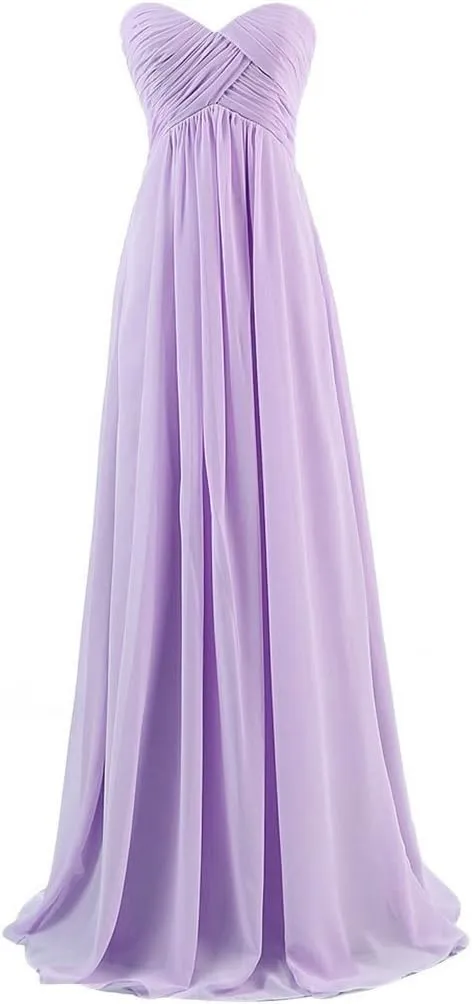 Sweetheart Bridesmaid Chiffon Prom Dresses Long Evening Gowns
